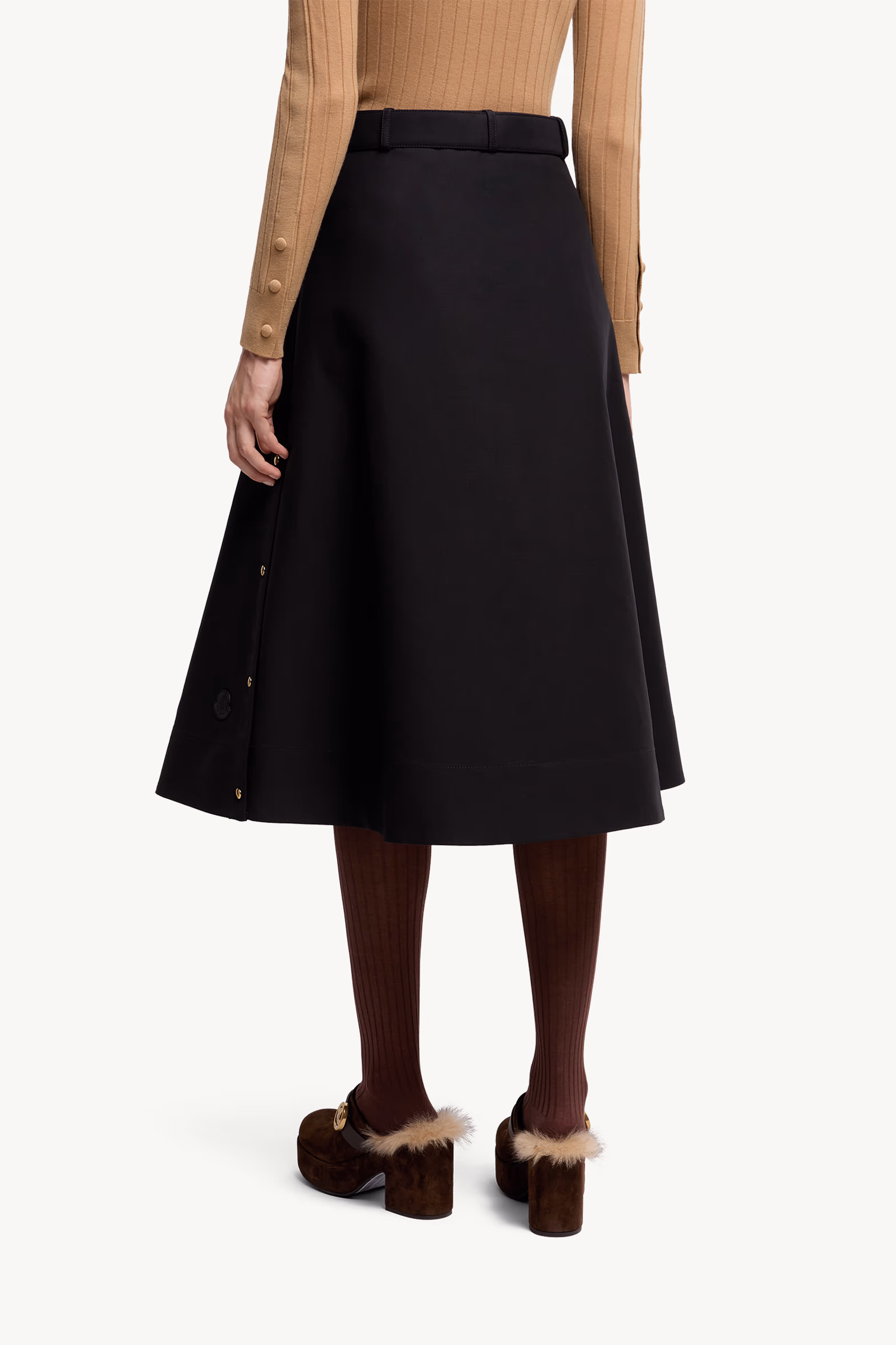 Jupe midi en coton Femmes Noir Moncler 5
